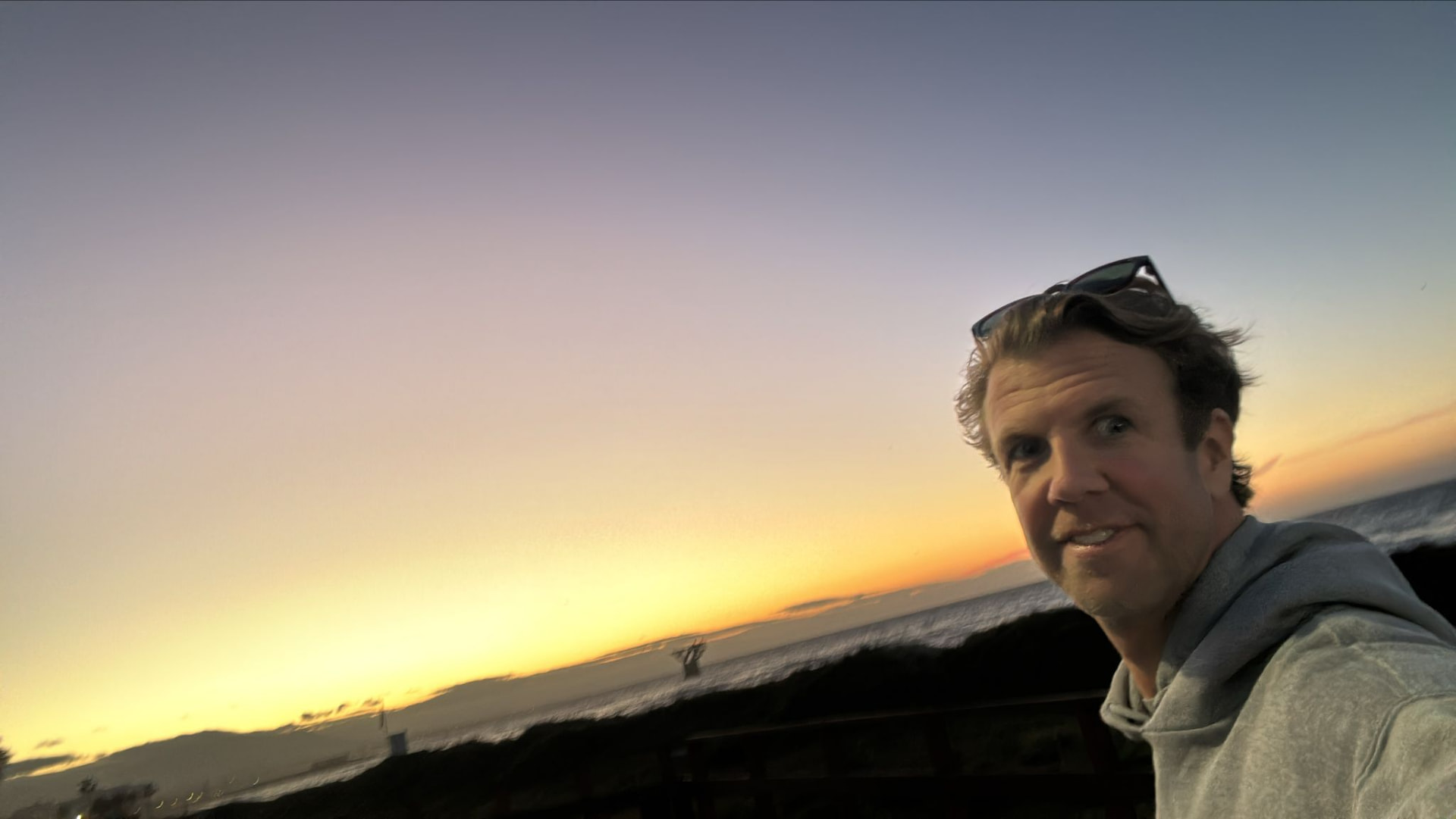 Martin at sunset over the sea in Marbella