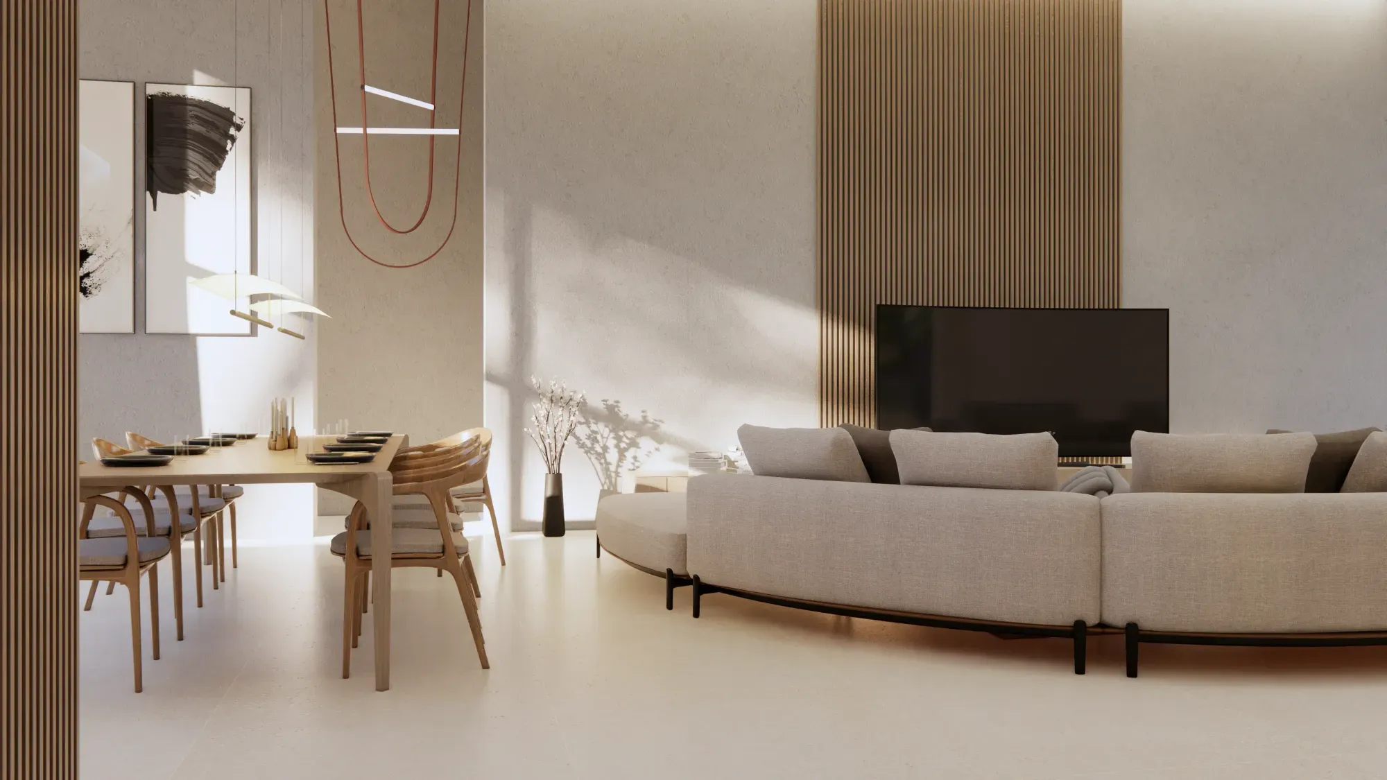 Rendering of the dining and lounge area