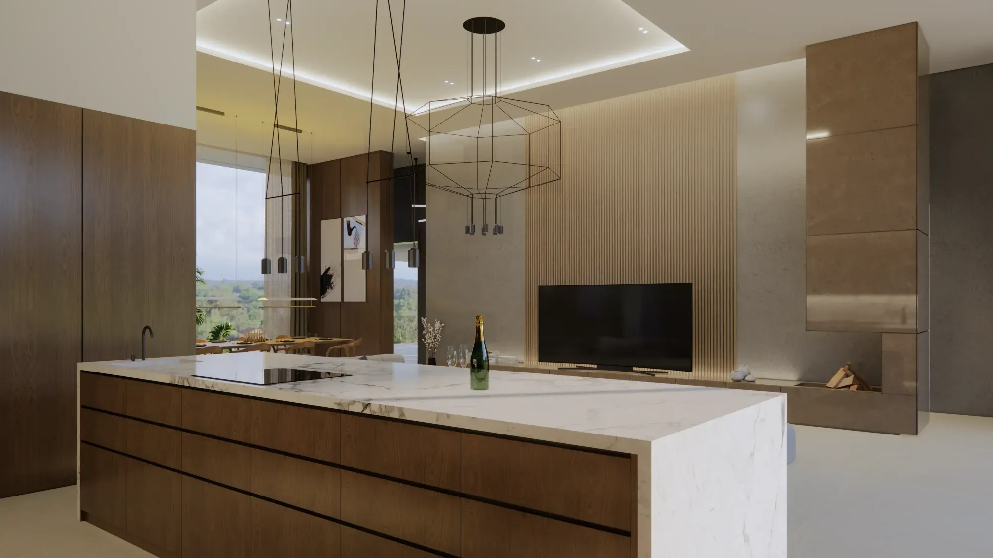 Rendering of the kitchen island